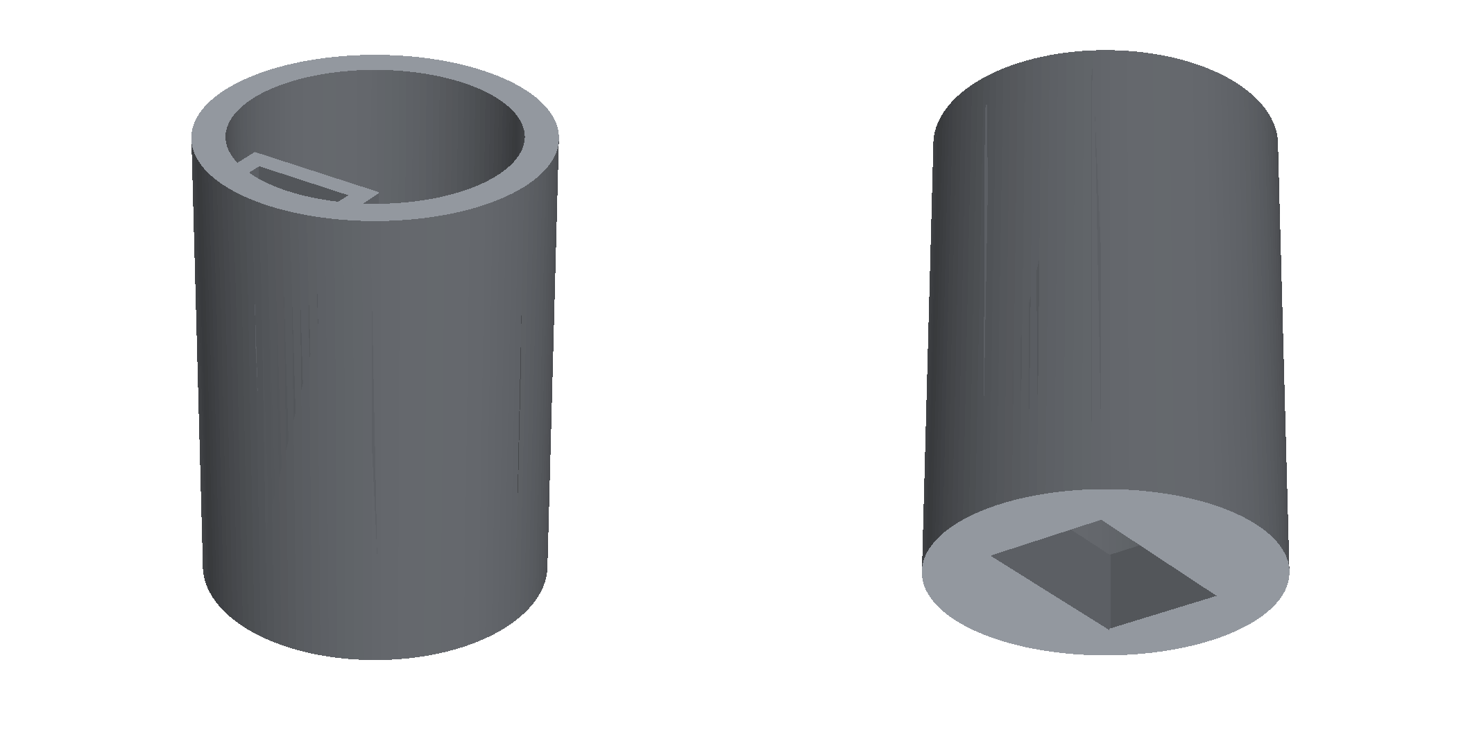 Le modèle 3D final de la pièce, généré par le script FreeCAD, vu sous deux angles